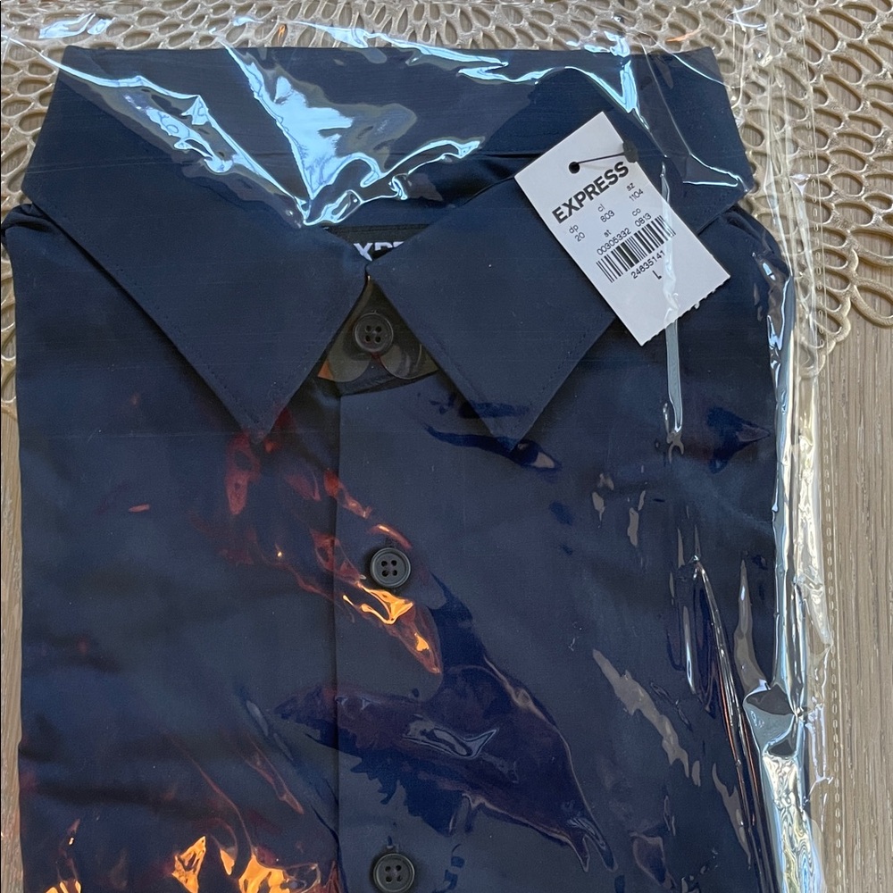NWT Express Men's Dark Blue Dress Shirt extra slim